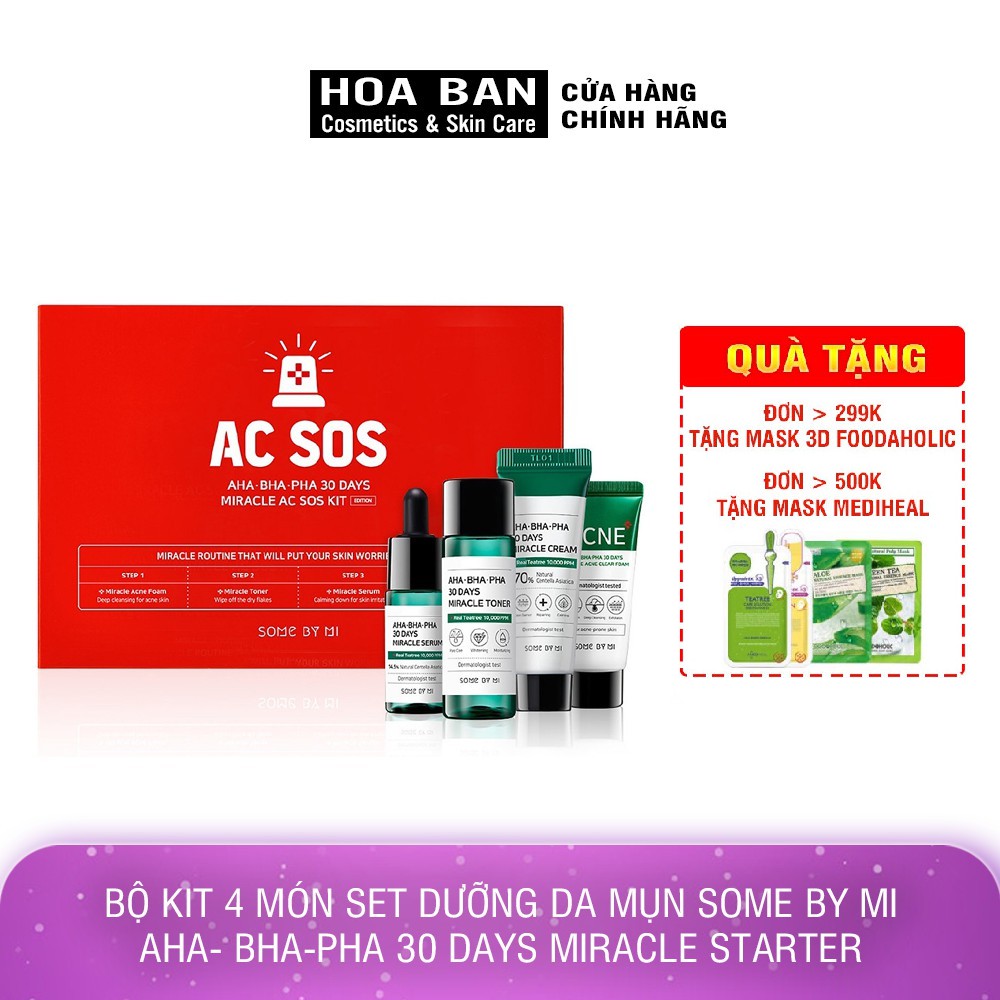 Bộ Kit 4 Món Set dưỡng da mụn Some By Mi AHA- BHA-PHA 30 Days Miracle Starter - HB0050