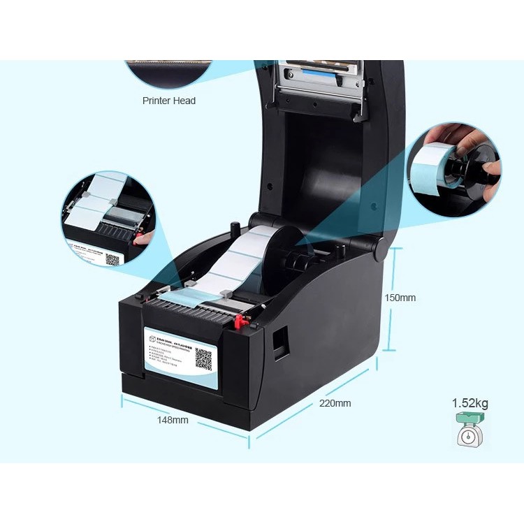 Máy in tem, mã vạch nhiệt, tem ghtk Xprinter XP-350BM LAN/USB