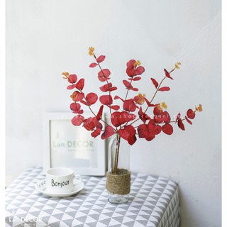 (Hoa giả) Bình cắm hoa thuỷ tinh lá táo, bạch đàn trang trí nhỏ xinh LanDecor