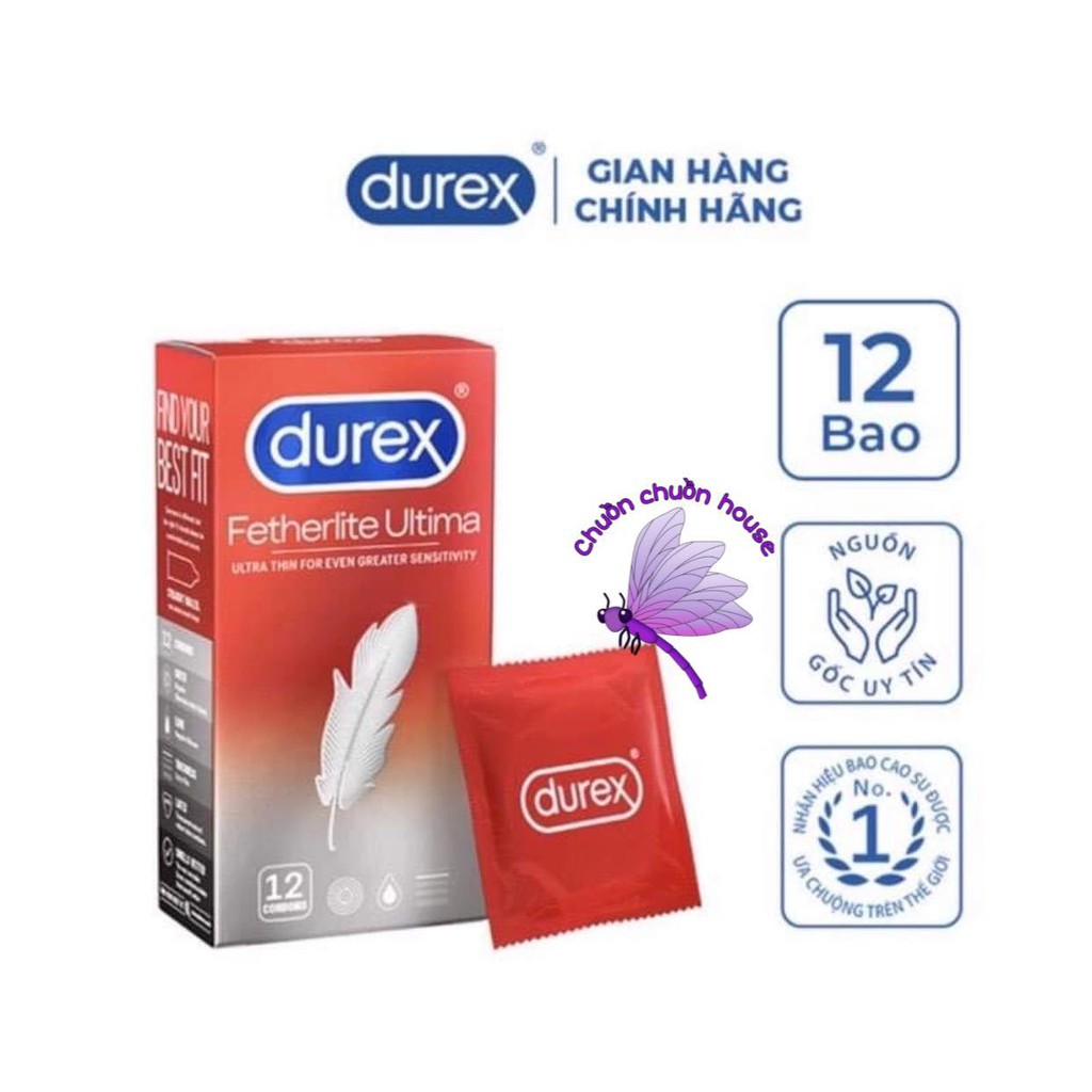 Bao Cao Su Durex Fetherlite Ultima hộp 12 bao chính hãng (Che tên sản phẩm)