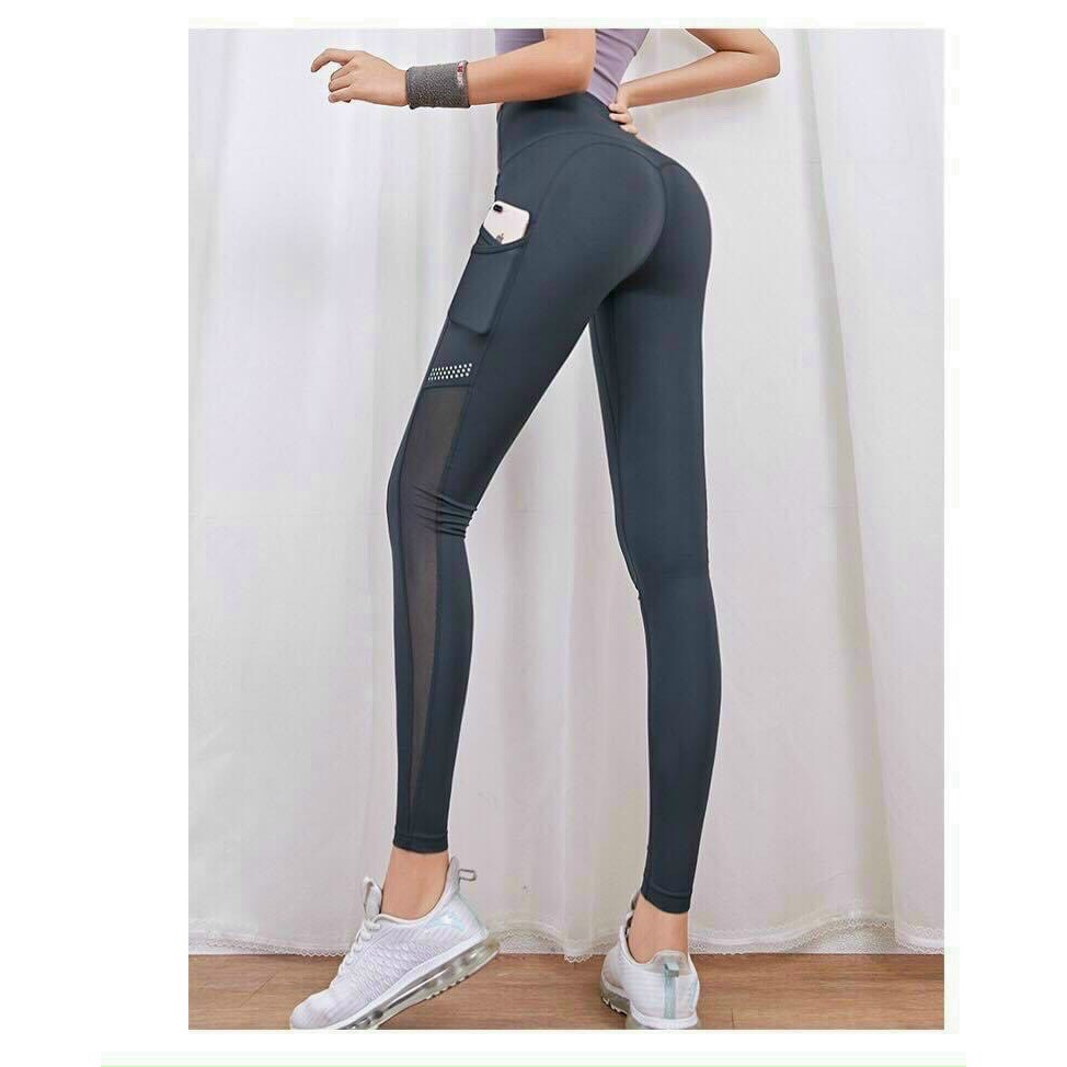 Quần Dài Tập Gym Nữ - Quần Legging Tập Gym Phối Lưới Thời Trang