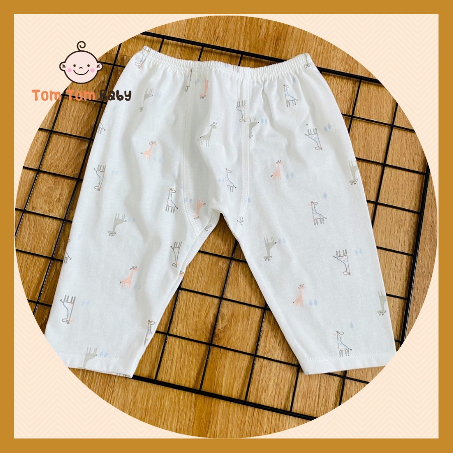 Quần sơ sinh cotton cao cấp CUNCON | Mẫu Quần Dài Họa Tiết rã đáy | Size 1,2,3 cho bé sơ sinh - 9kg