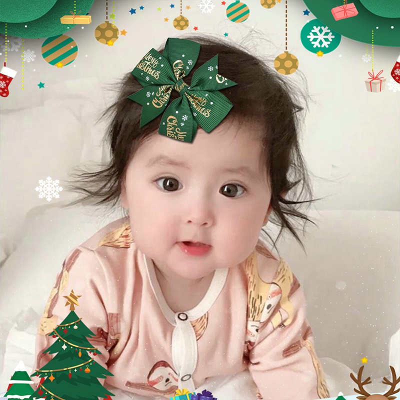 Kẹp Tóc Hình Nơ Giáng Sinh 8CM 1 Cái Cho Bé Gái