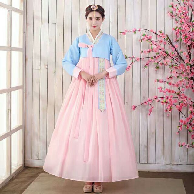 [CÓ SẴN ÁO HỒNG VÁY XANH SIZE L]Hanbok Hàn Quốc phối màu trẻ trung giá rẻ cho học sinh sinh viên.