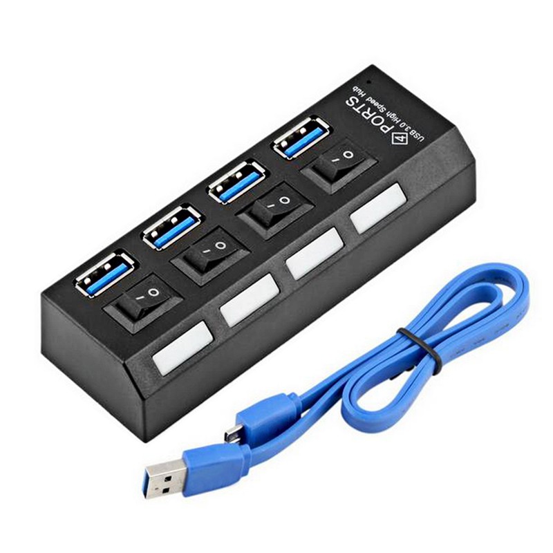 Bộ Hub Chia 4 Cổng Usb 3.0 5gbps Tốc Độ Cao Có Công Tắc On / Off Cho Windows Mac