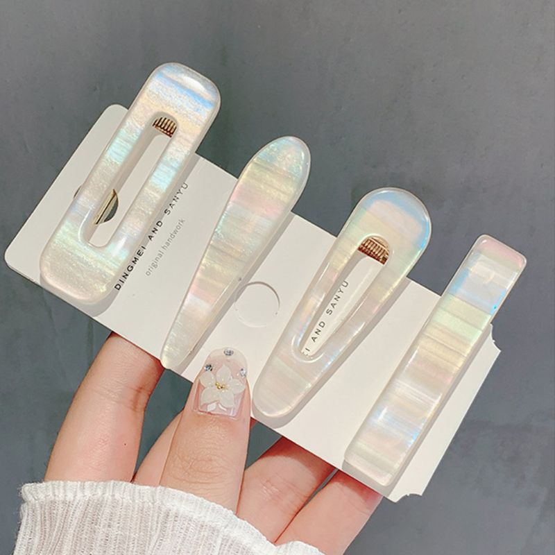 Kẹp Tóc Mái Bằng Acrylic Nhiều Màu Hình Học / Chữ Nhật / Giọt Nước Cho Nữ