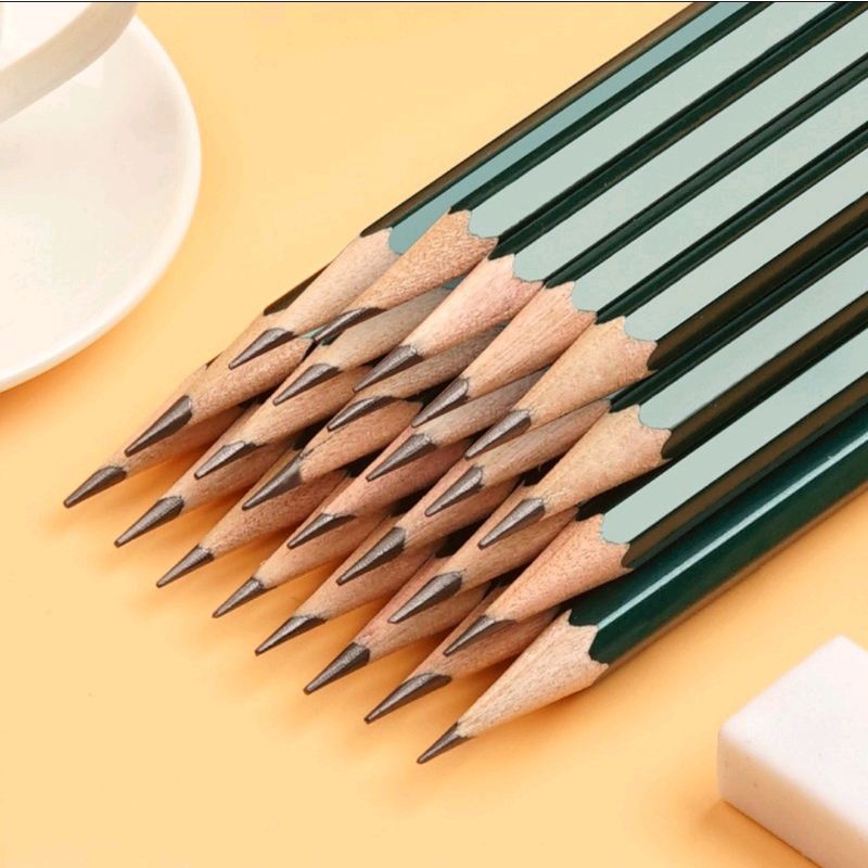 Hộp 10 bút chì hình lục giác HB làm bài kiểm tra, vẽ mỹ thuật ShopMaeum610