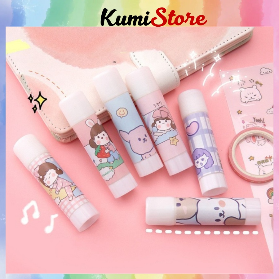 Hồ keo dán giấy khô dễ thương nhiều màu sắc cute KUMI STORE