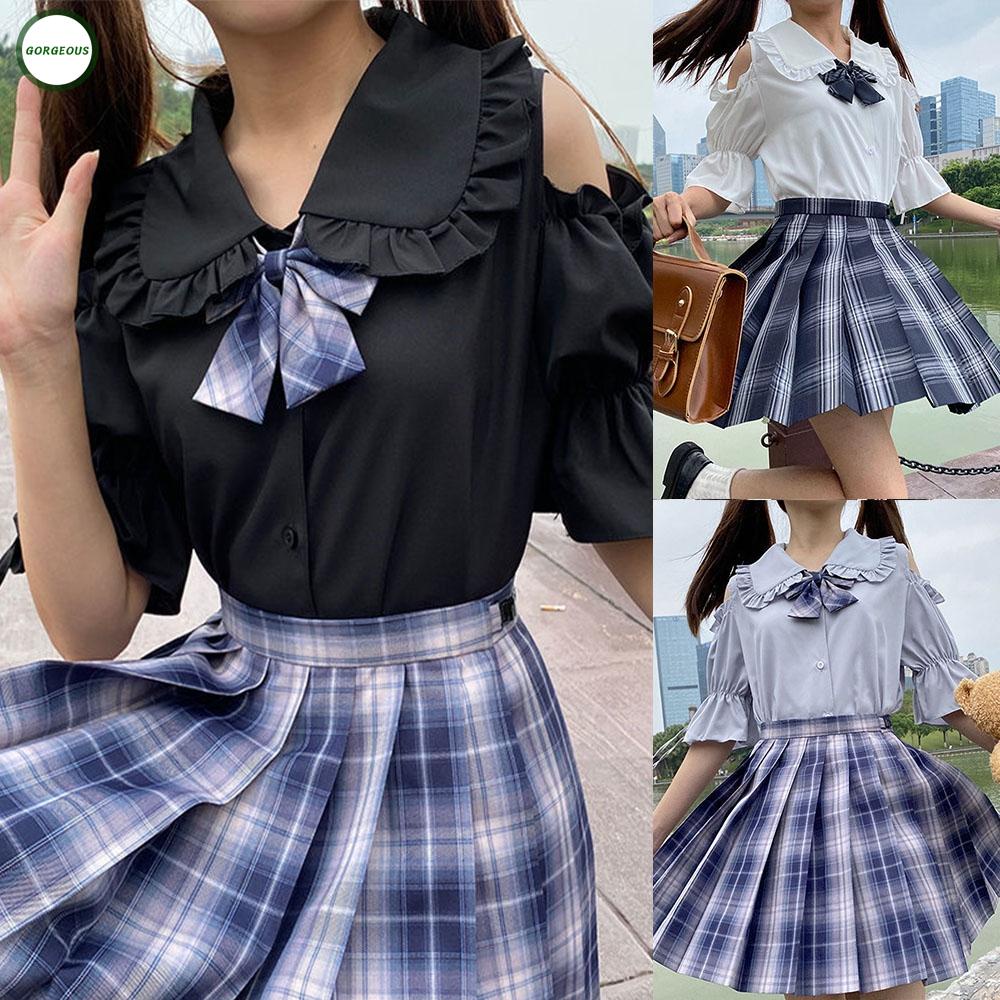 GORGEOUS~Girls Student Lolita Style Cute Collar Shirts JK Blouse Short Sleeve Tops Summer