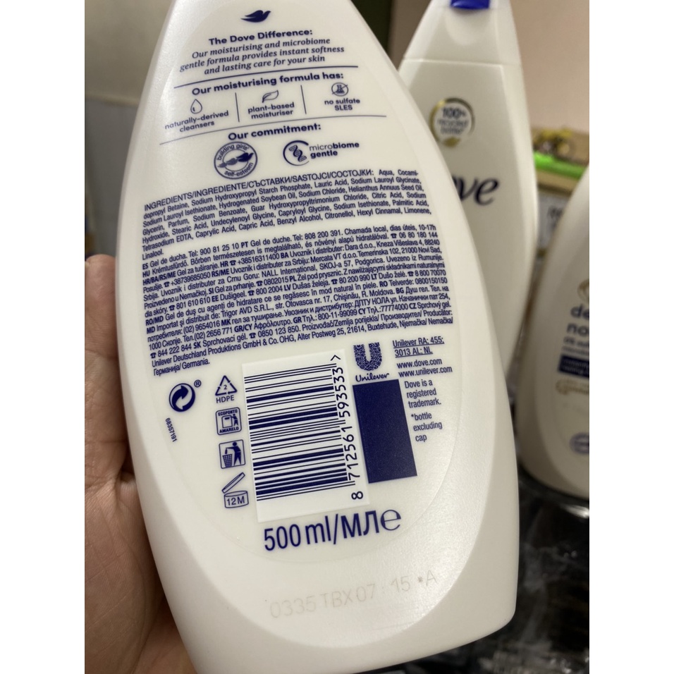 Sữa Tắm Dove Đức Trắng Mịn Cho Da 500ml - Chính Hãng