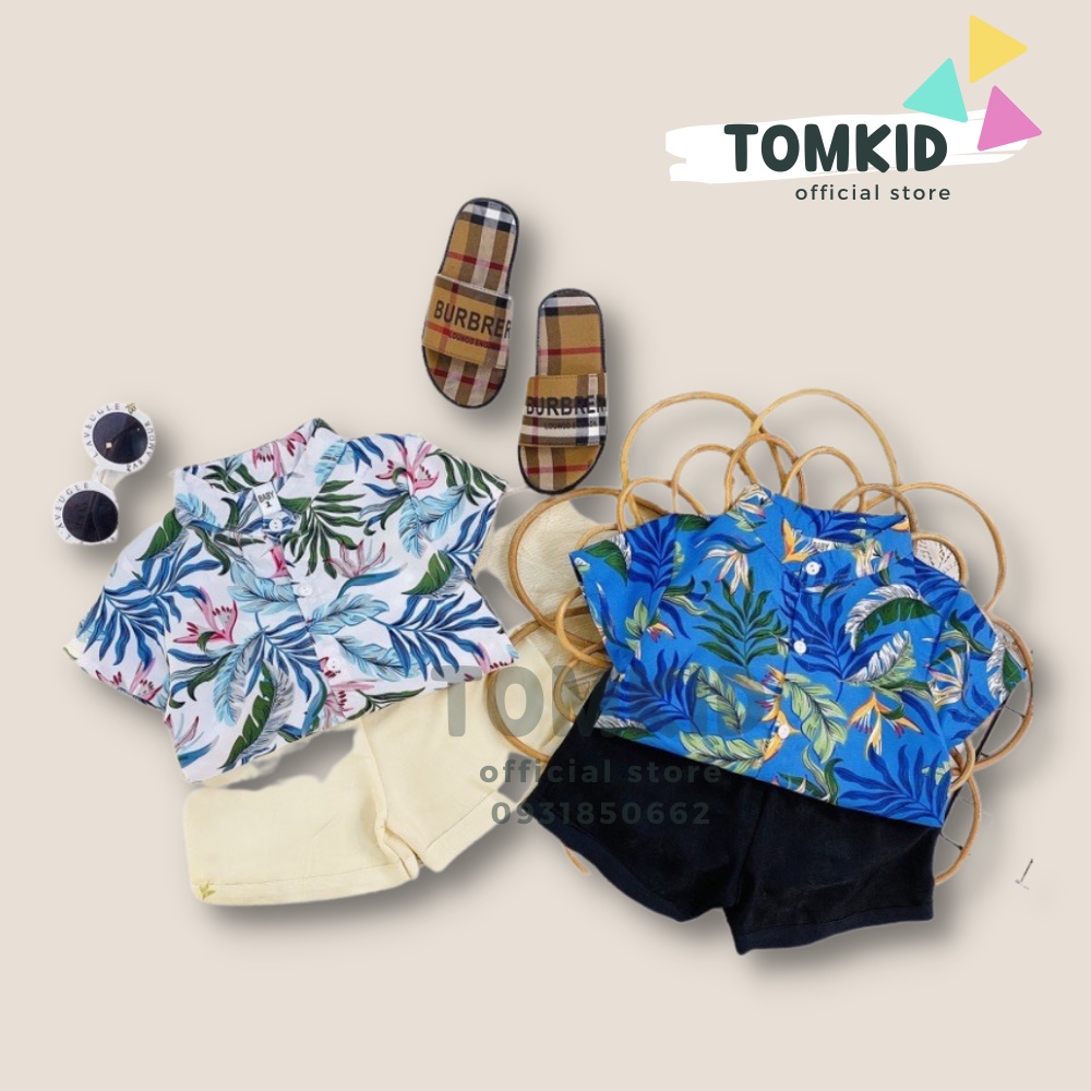 Đồ đi biển cho bé trai, Áo sơ mi cho bé chất tơ đũi siêu mát 7-20kg TomKids