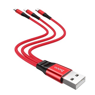 Cáp 3 đầu HOCO - X47 ngắn 25cm (lightning-Micro-TypeC)