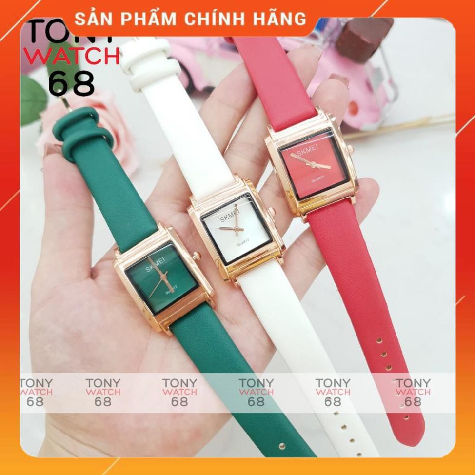 Hot!!! Đồng hồ nữ Guou mặt vuông dây da đỏ trắng chính hãng chống nước Tony Watch 68 giá re