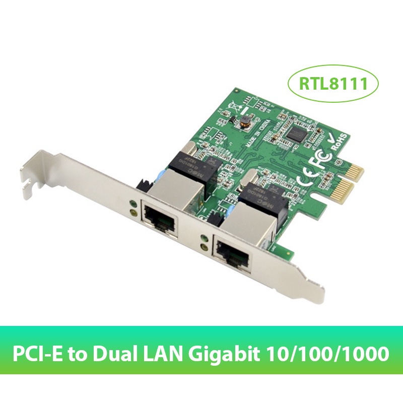 Card mạng PCIE 1x ra 2 Port LAN Ethernet 1Gb (new)