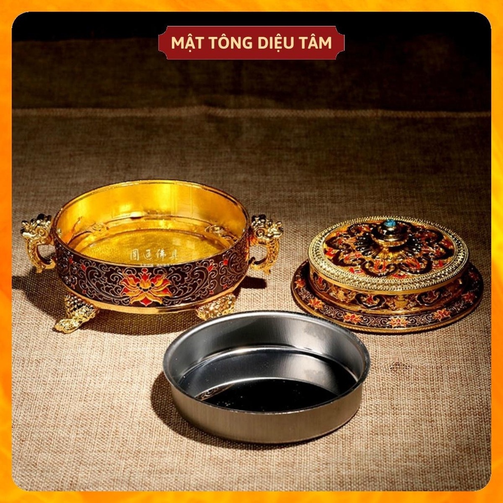 Lư xông trầm hương hình bát bảo cát tường cao cấp thay lư điện đồ thờ cúng, bày ban thờ gia tiên - Lư mật tông 2