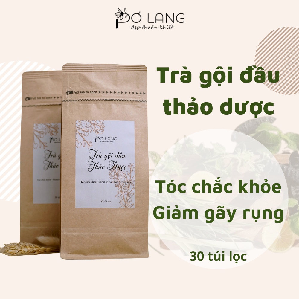 Trà gội đầu kích thích mọc tóc Thảo mộc Pơ Lang  gói 30 túi lọc (Giảm rụng tóc, kích thích mọc tóc, dưỡng tóc mềm mượt)