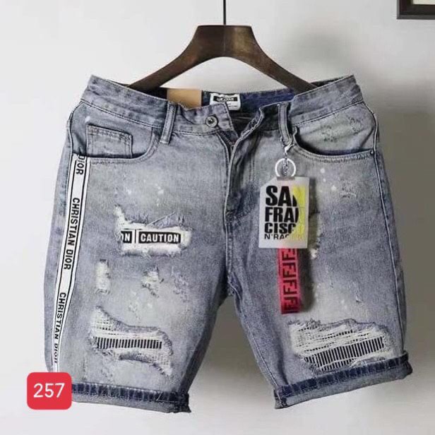 Quần short jean nam màu xám rách sọc viền quần ,quần bò nam cao cấp akshanstore2000 KV257
