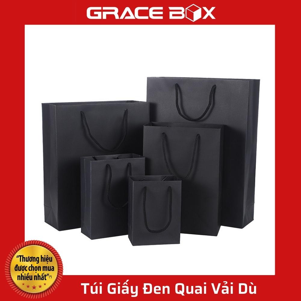 {Giá Sỉ} Túi Giấy Đen Quai Vải Dù Chắc Chắn (Chịu Lực Tốt) Siêu Thị Bao Bì Grace Box