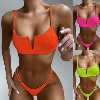 Bikini màu trơn có mút nâng ngực gợi cảm thời trang dành cho nữ