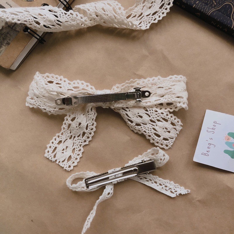 Kẹp nơ ren handmade