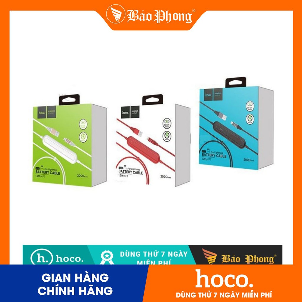 Cáp sạc chân Lightning / Micro kiêm pin dự phòng U Bei 2000mAh HOCO U22 / Chính hãng