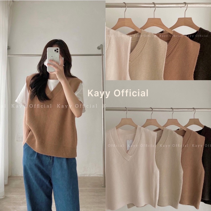 Áo gile len mềm kiểu Hàn_ Glcti ( ảnh thật )