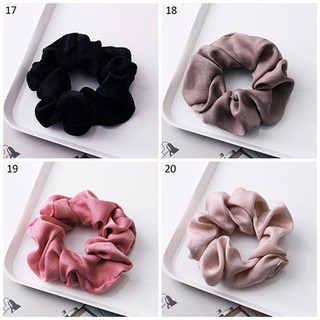 Dây buộc tóc bằng lụa satin màu trơn dễ thương dành cho nữ