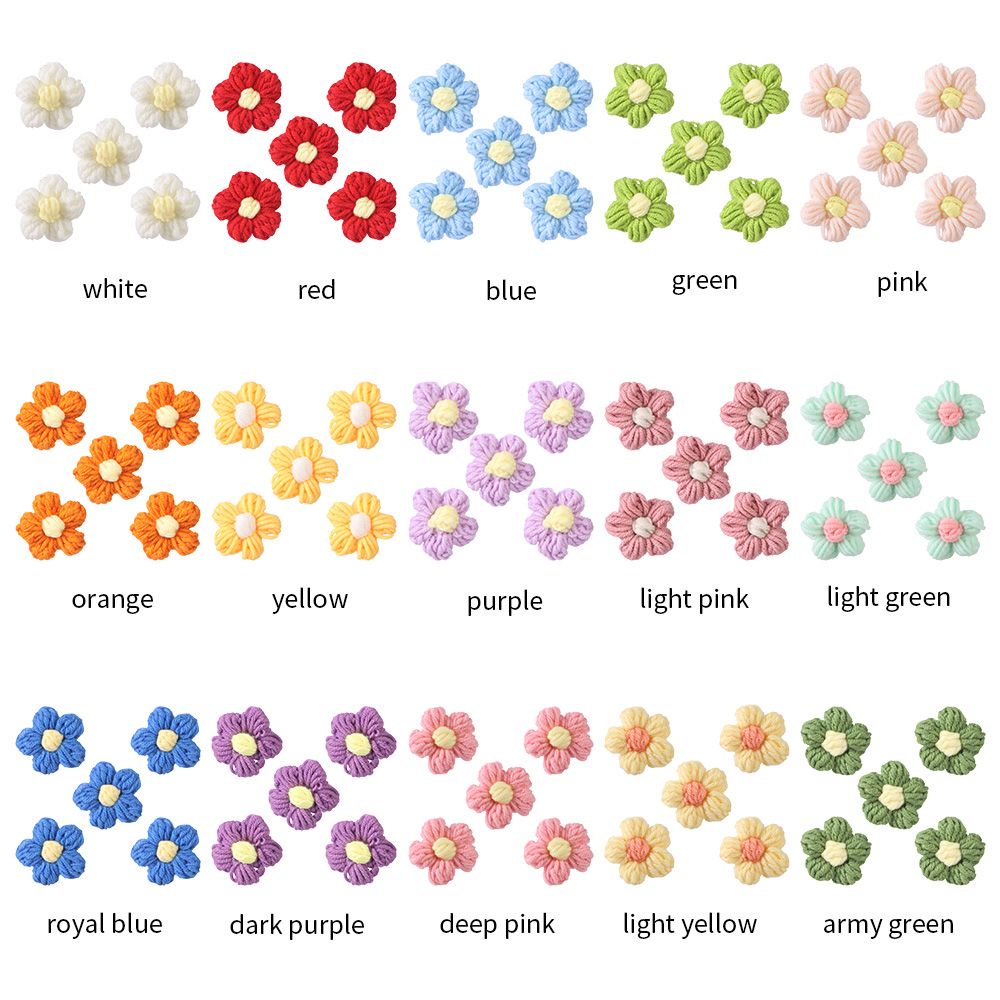 Set 5 bông hoa bằng polyester ren tua rua thêu họa tiết 3D dùng trang trí quần áo hút nước