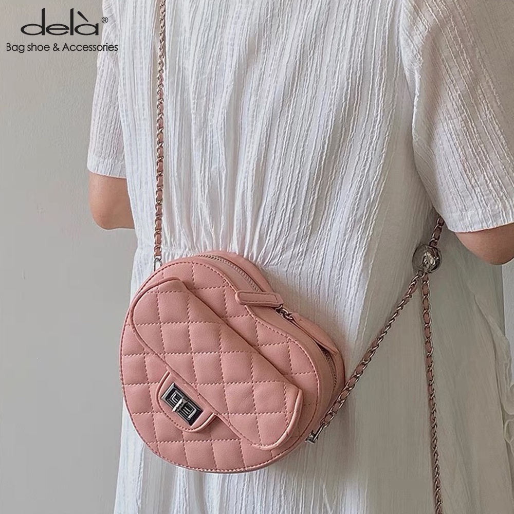 Dela Túi Đeo Vai Hình Thoi Phối Dây Xích Thiết Kế Mới 2022 Làm Quà Tặng Sinh Nhật Cho Nữ