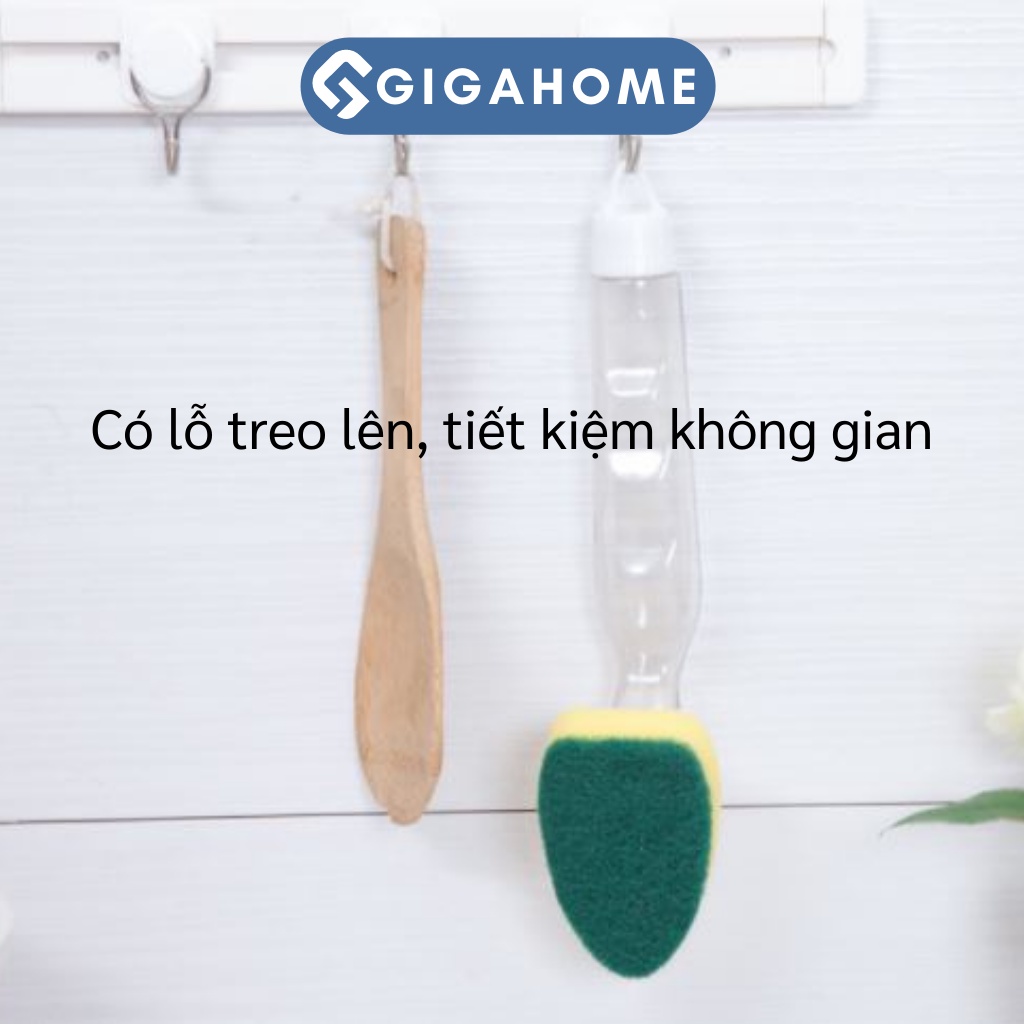 Cây Cọ Rửa Chén, Chà Nhà Bếp Có Ngăn Đựng Xà Phòng Cán Dài GIGAHOME Kèm Mút 7251