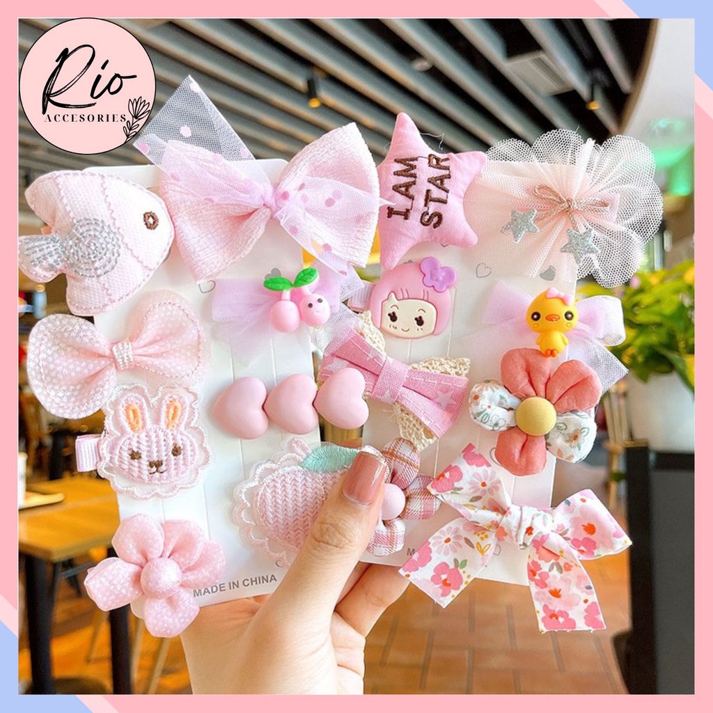 Set 8 kẹp tóc vải phiên bản Hàn quốc cho bé SK1 - Kẹp tóc cho bé