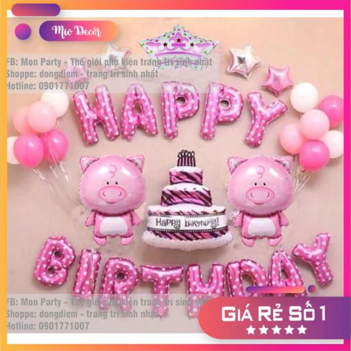 Trang trí sinh nhật cho bé 🔥 HOT 🔥 Set bóng sinh nhật cho bé tuổi lợn, set trang trí sinh nhật cho bé 1 tuổi