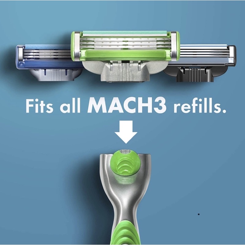 Dao cạo râu Gillette Mach3 Sensitive Men's Razor Handle + 5 lưỡi thay thế USA
