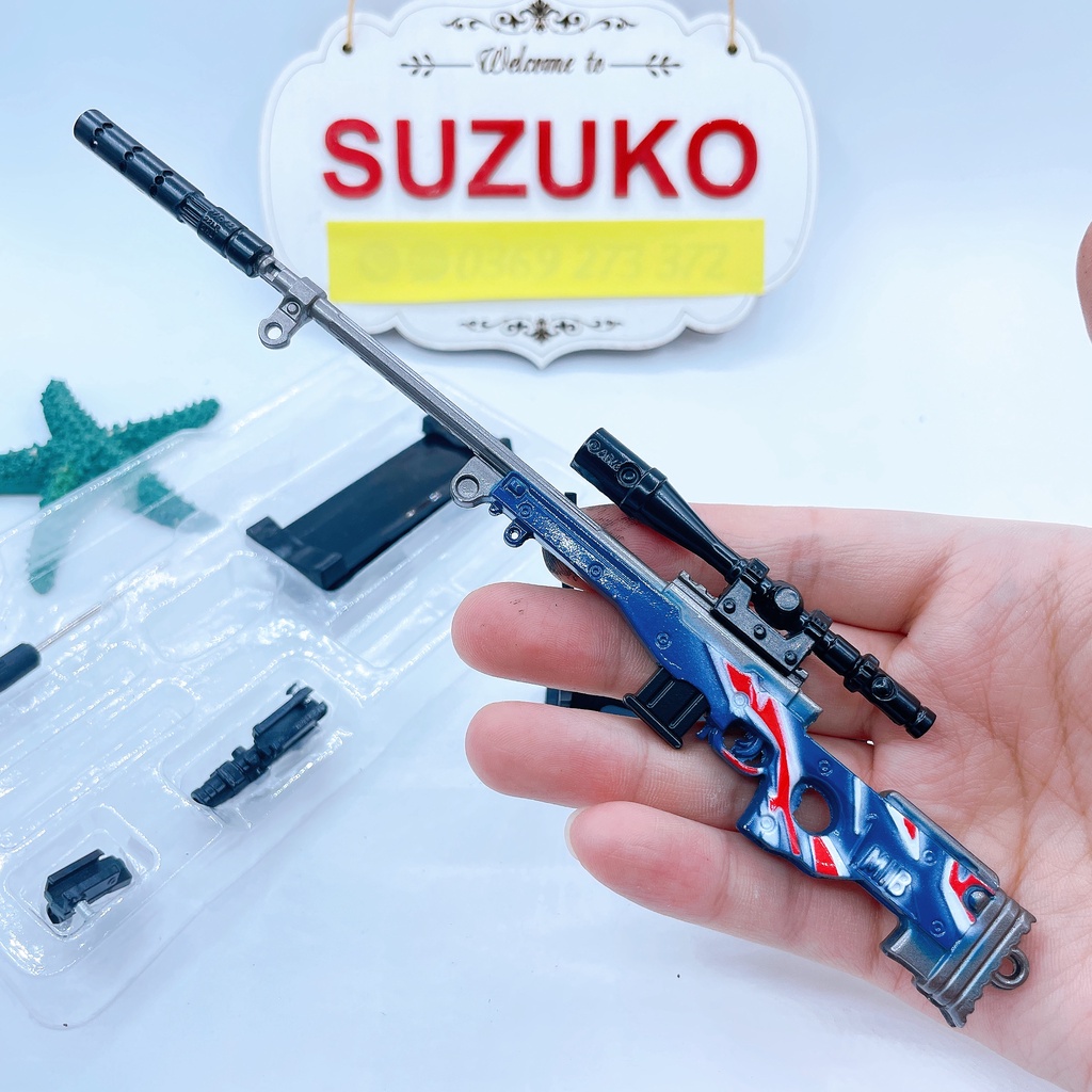 Mô hình awm pubg kim loại lắp ráp mini nhiều skin độc đáo dài 20cm đồ chơi lắp ghép tặng kèm kệ đỡ trưng bày