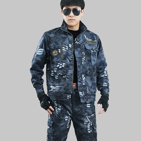 Áo Khoác Vest Dày Phối Màu Rằn Ri Kiểu Quân Đội Thời Trang Xuân Thu Cho Thợ Hàn Điện