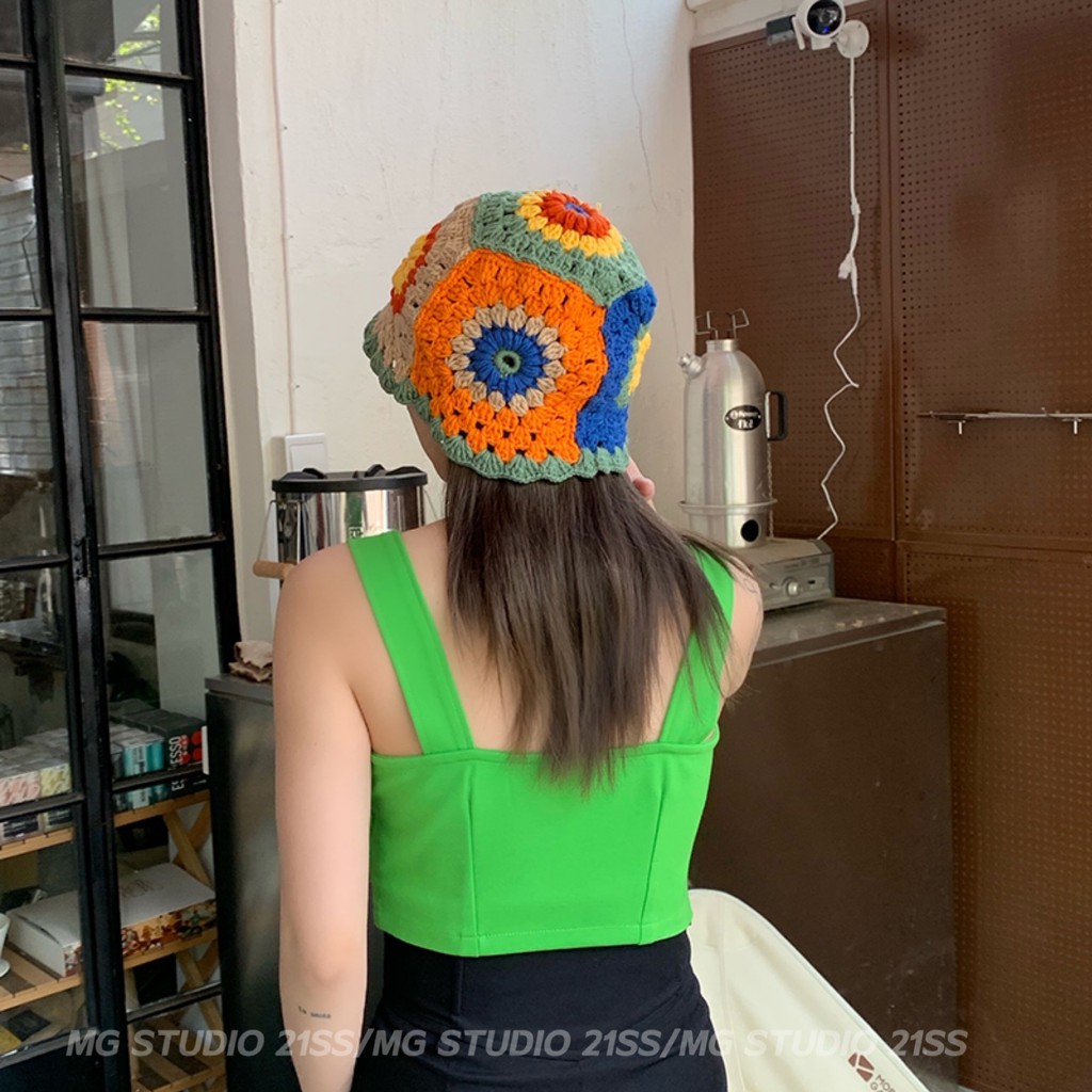 Mũ dệt kim MG STUDIO kiểu dáng dân tộc gồm 2 màu sắc