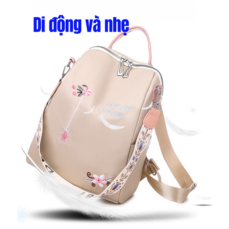 Balo Vải Oxford Thêu Họa Tiết Xinh Xắn Cỡ Lớn Cho Nữ