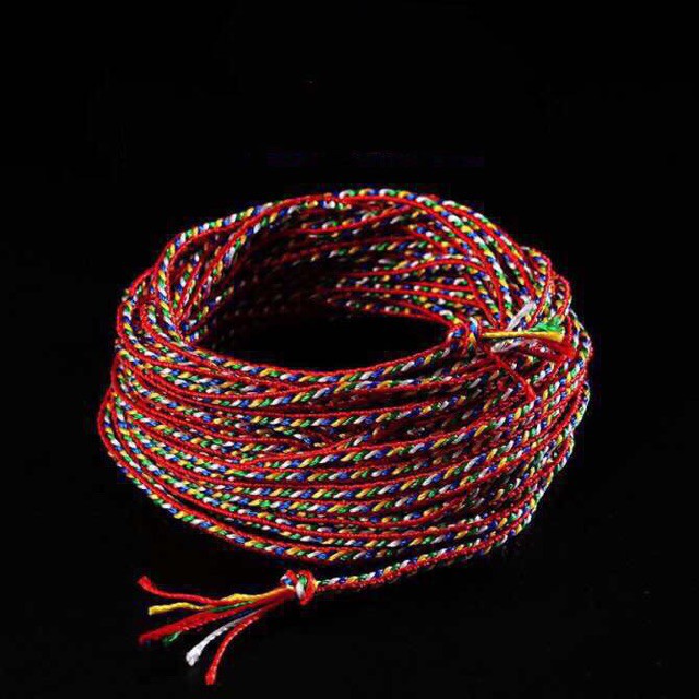 COMBO 5M Dây chỉ ngũ sắc to viền đỏ size 2mm