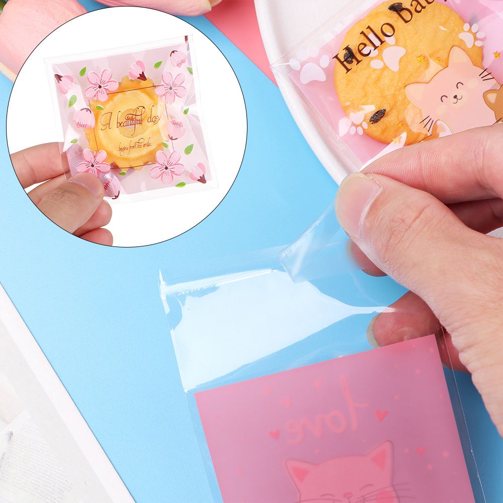 CONOPERY Bộ 100 túi nhựa OPP 7x7cm dùng để đựng bánh kẹo họa tiết hoạt hình dễ thương chất lượng cao