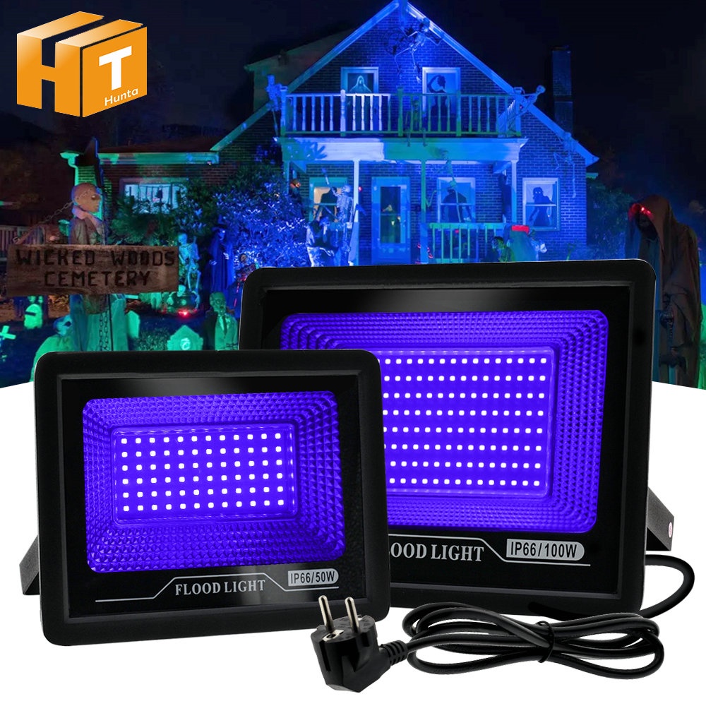 Đèn LED Tia Cực Tím 50W 100W IP66 Màu Đen Chống Nước Trang Trí Sân Khấu