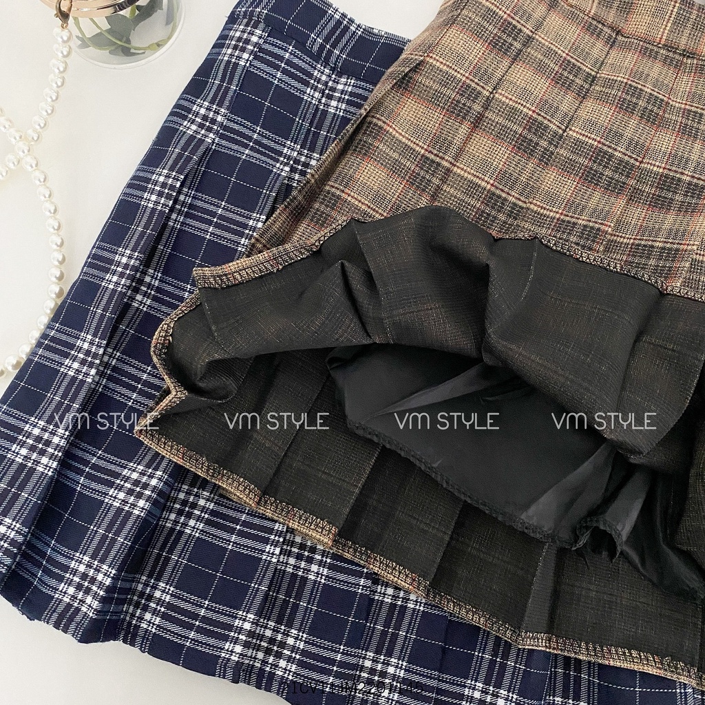 Chân váy ngắn chữ A xếp ly caro, chân váy tennis kèm quần lót bên trong thời trang Hàn Quốc VM STYLE 21CV11JM2201 | BigBuy360 - bigbuy360.vn