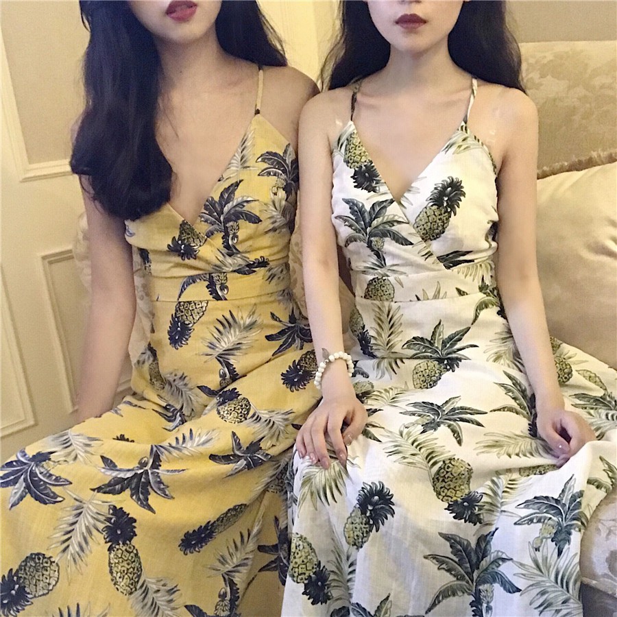 Đầm Maxi đi biển màu vàng size XL