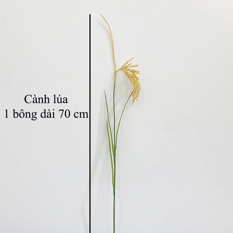 Hoa giả - Combo 10 bông bông lúa giả Havi 40cm cành 5 nhánh trang trí giống thật, sung túc ấm no