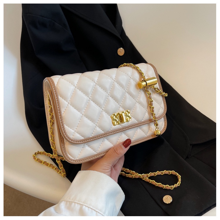 IELGY Túi Đeo Vai Hình Vuông Cỡ Nhỏ Họa Tiết Hình Thoi Phối Dây Xích Thời Trang Cho Nữ