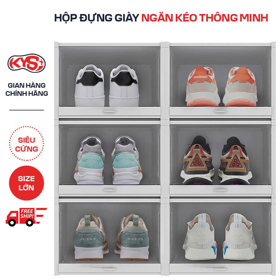 balo áo 06 Box đựng giày nhựa cứng có ngăn kéo thông minh KYS - Màu Trắng - Size Lớn