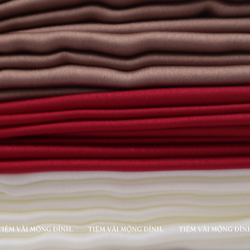 Vải Satin Màu Đỏ, Kem, Be, Nâu