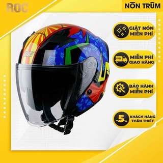 Nón bảo hiểm 3/4 Roc r02 tem Simon size M L XL XXL tặng kèm khóa, bảo hành 12 tháng