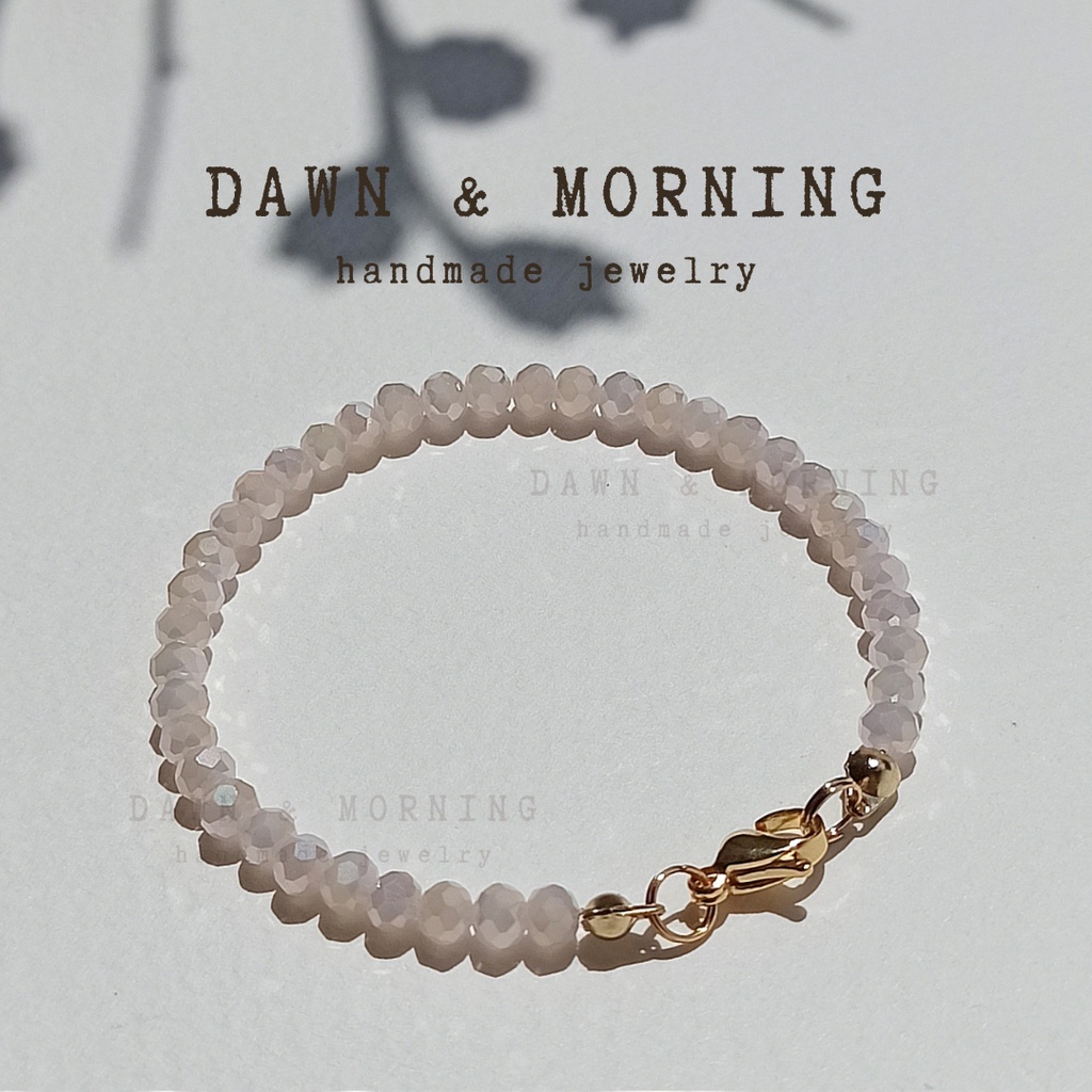 Màu Dreamy Peach ~3,5mm - Dawn & Morning Vòng tay nữ thủ công kiểu dáng cổ điển có ánh cừ, ngũ sắc