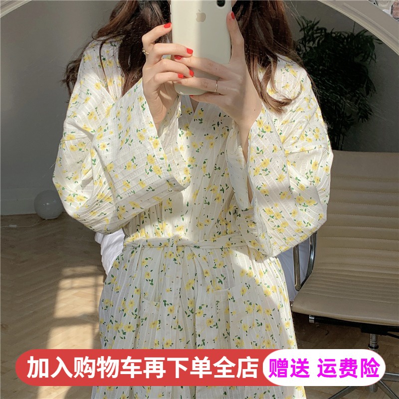 {Nightgown} Đầm Ngủ Kimono Dáng Dài Kiểu Nhật Bản Thời Trang Xuân Thu Mặc Ở Nhà Và Mùa Thu Cho Nữ Mặc Ở Nhà | BigBuy360 - bigbuy360.vn