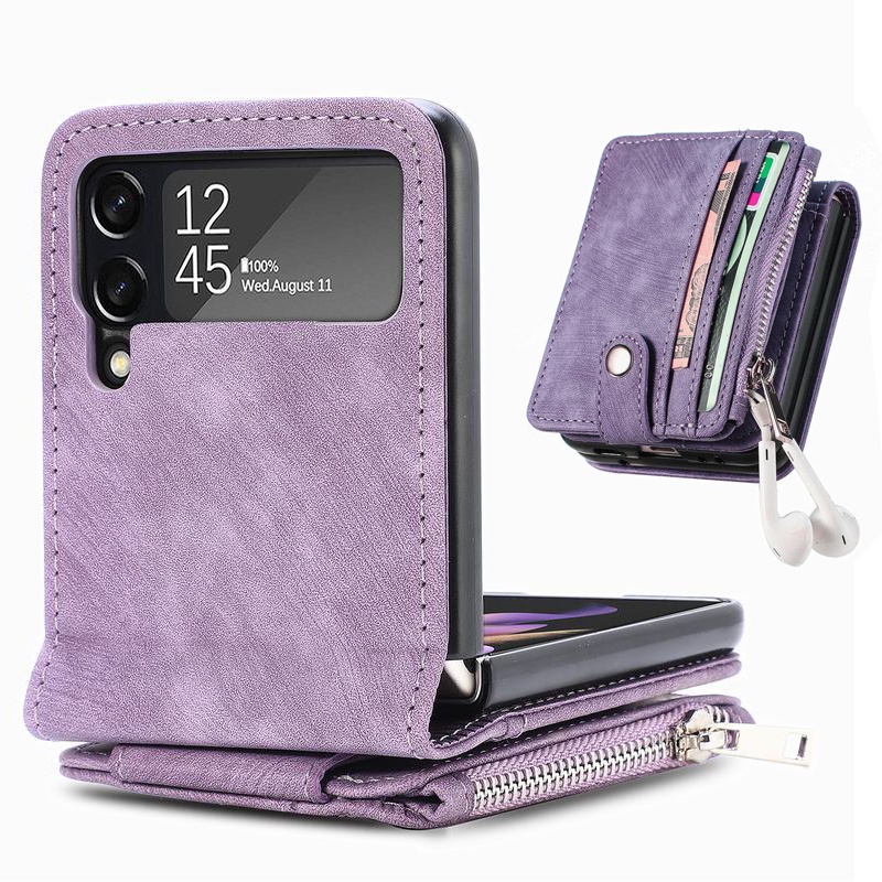 Ốp điện thoại HOCE da có ngăn thẻ và khóa kéo cho Samsung Galaxy Z Flip 4 Z Flip 5 zflip3 5G